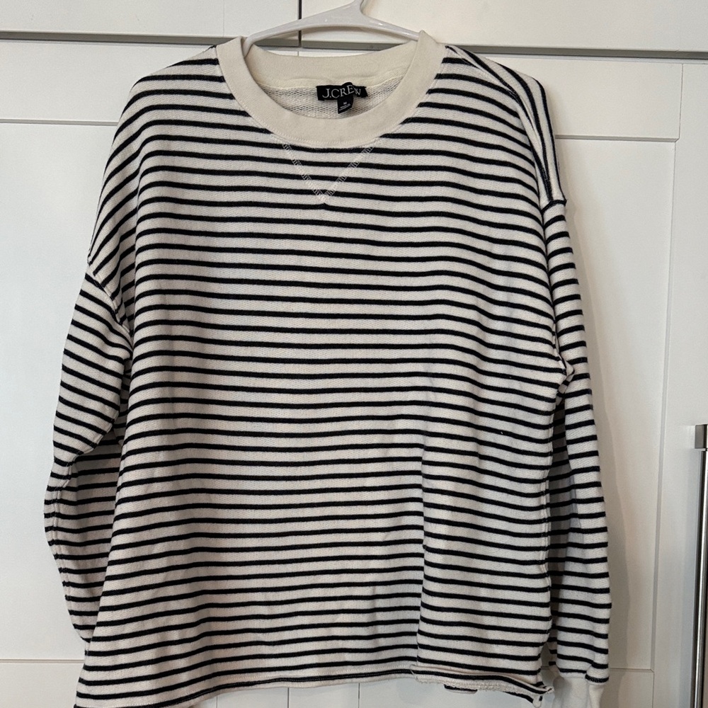 J. Crew Women’s Classic Navy and White Crewneck Sweatshirt